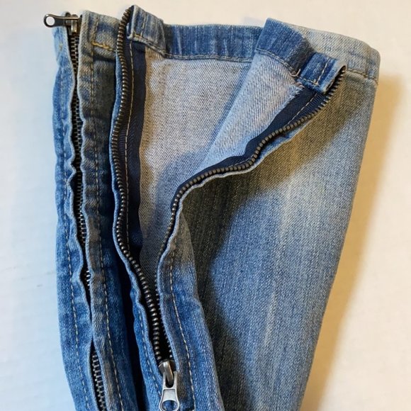 Zara TRF vintage women’s Y2K distressed 4 button zip fly patchwork jeans size 10 - Picture 12 of 16